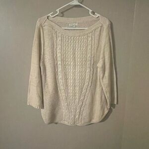 Kim Rogers Women's Beige Cable Knit Sweater